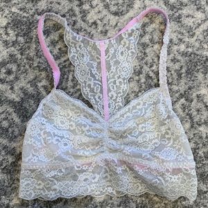 Victoria’s Secret PINK Grey Floral Lace Racerback Bralette